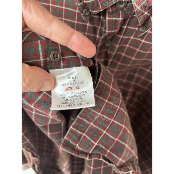 Woolrich Men's XL Long Sleeve Button Down Shirt Red Gray White Plaid - Picture 4 of 5